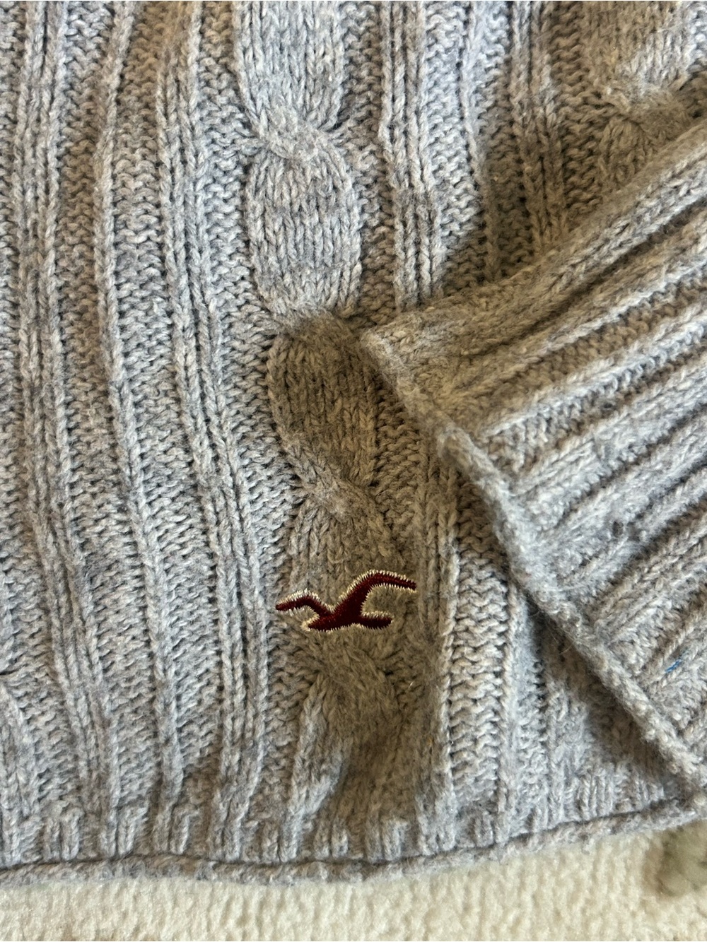Vintage Y2K Hollister Babydoll Top Women SMALL GREY CableKnit Sweater BellaSwan - Picture 3 of 15